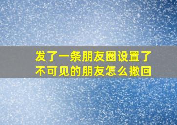 发了一条朋友圈设置了不可见的朋友怎么撤回