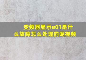 变频器显示e01是什么故障怎么处理的呢视频