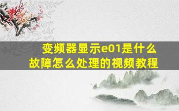 变频器显示e01是什么故障怎么处理的视频教程