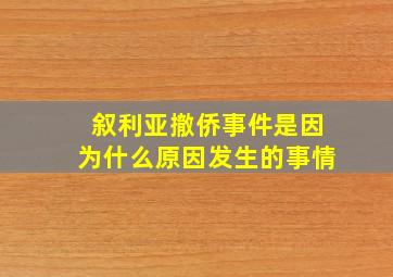 叙利亚撤侨事件是因为什么原因发生的事情