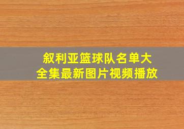 叙利亚篮球队名单大全集最新图片视频播放