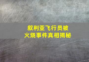 叙利亚飞行员被火烧事件真相揭秘