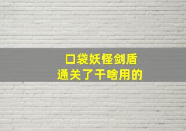 口袋妖怪剑盾通关了干啥用的