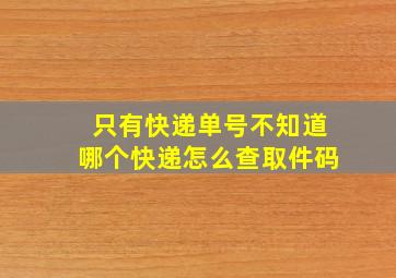 只有快递单号不知道哪个快递怎么查取件码