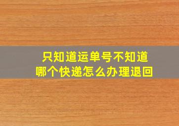 只知道运单号不知道哪个快递怎么办理退回