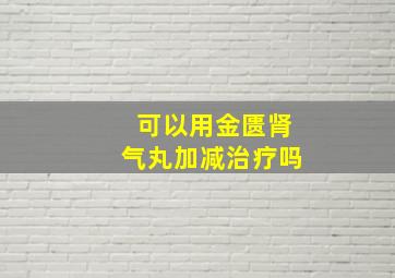 可以用金匮肾气丸加减治疗吗