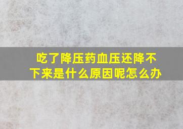 吃了降压药血压还降不下来是什么原因呢怎么办