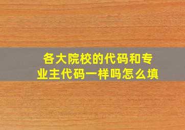 各大院校的代码和专业主代码一样吗怎么填