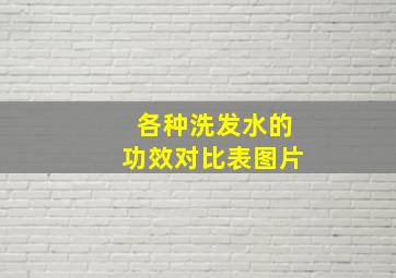 各种洗发水的功效对比表图片