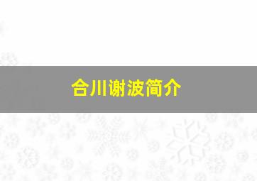 合川谢波简介