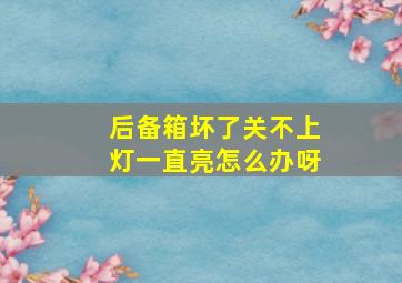 后备箱坏了关不上灯一直亮怎么办呀