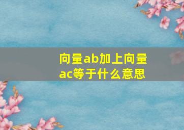 向量ab加上向量ac等于什么意思