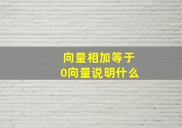 向量相加等于0向量说明什么