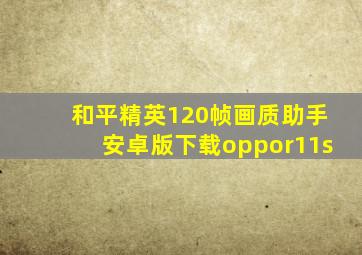 和平精英120帧画质助手安卓版下载oppor11s