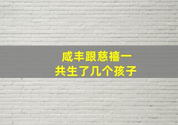 咸丰跟慈禧一共生了几个孩子