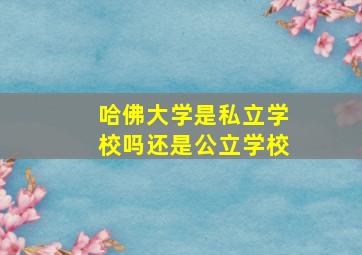 哈佛大学是私立学校吗还是公立学校