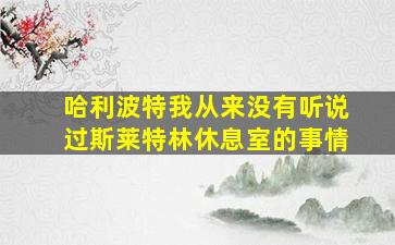 哈利波特我从来没有听说过斯莱特林休息室的事情