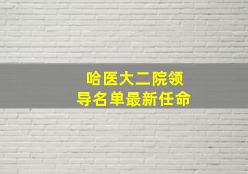 哈医大二院领导名单最新任命