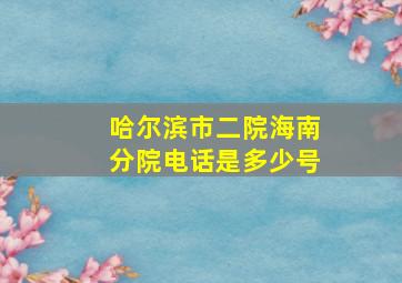 哈尔滨市二院海南分院电话是多少号