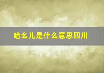 哈幺儿是什么意思四川