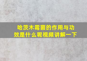 哈茨木霉菌的作用与功效是什么呢视频讲解一下