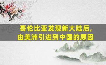 哥伦比亚发现新大陆后,由美洲引进到中国的原因