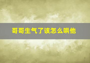 哥哥生气了该怎么哄他