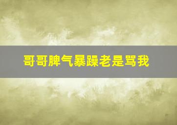 哥哥脾气暴躁老是骂我