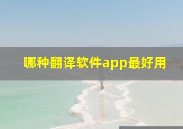 哪种翻译软件app最好用