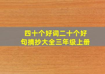 四十个好词二十个好句摘抄大全三年级上册