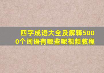 四字成语大全及解释5000个词语有哪些呢视频教程