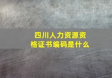 四川人力资源资格证书编码是什么