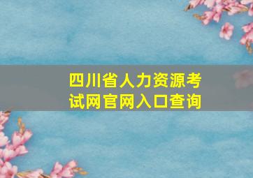 四川省人力资源考试网官网入口查询