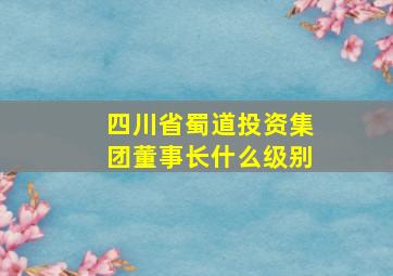 四川省蜀道投资集团董事长什么级别