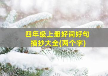 四年级上册好词好句摘抄大全(两个字)