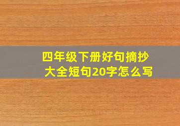 四年级下册好句摘抄大全短句20字怎么写