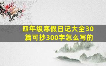 四年级寒假日记大全30篇可抄300字怎么写的