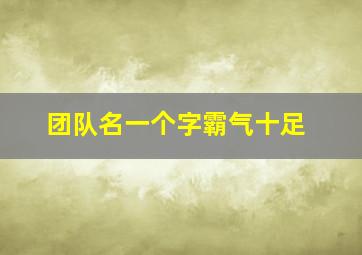 团队名一个字霸气十足