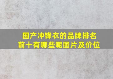 国产冲锋衣的品牌排名前十有哪些呢图片及价位