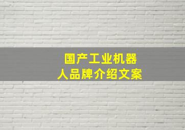 国产工业机器人品牌介绍文案