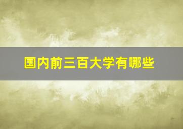 国内前三百大学有哪些