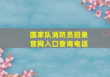 国家队消防员招录官网入口查询电话