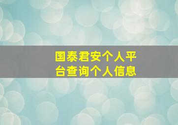 国泰君安个人平台查询个人信息