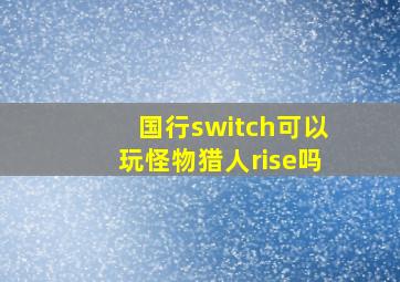 国行switch可以玩怪物猎人rise吗