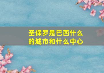 圣保罗是巴西什么的城市和什么中心