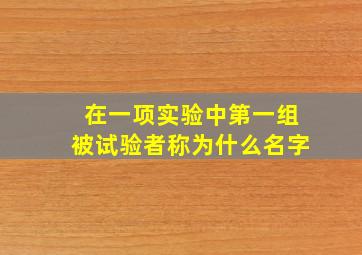 在一项实验中第一组被试验者称为什么名字