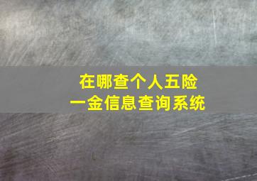 在哪查个人五险一金信息查询系统