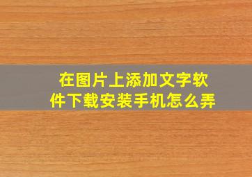 在图片上添加文字软件下载安装手机怎么弄