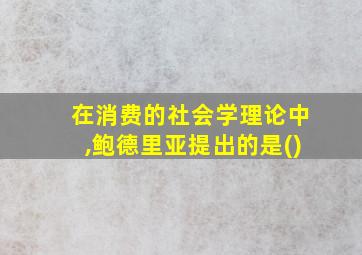 在消费的社会学理论中,鲍德里亚提出的是()