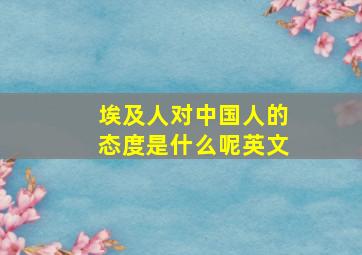 埃及人对中国人的态度是什么呢英文